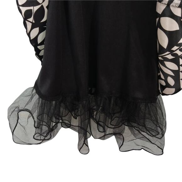 SPEECHLESS Juniors Sz 9 Black White Leaf Print Dress A-Line Knee Length Straps - Picture 6 of 10